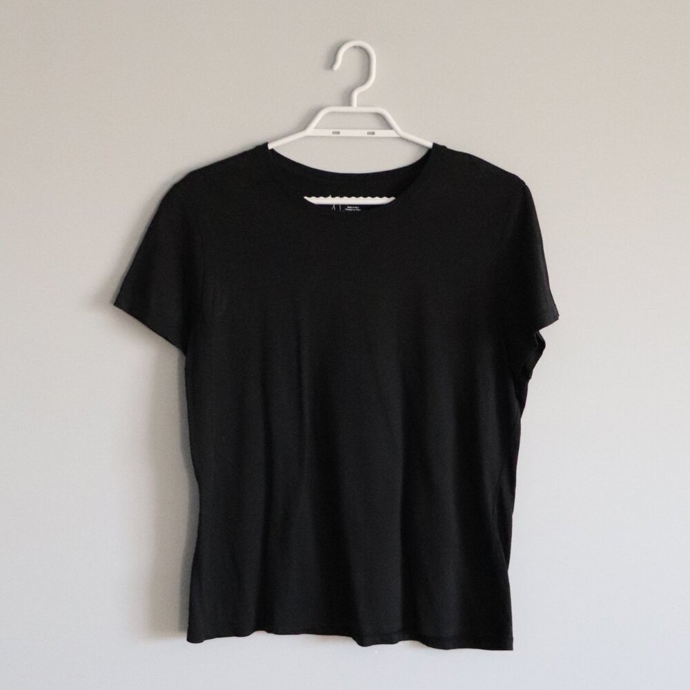 Joie Womens Sz XL Black Crewneck Pullover Casual Short Sleeve Comfy T-Shirt Top
